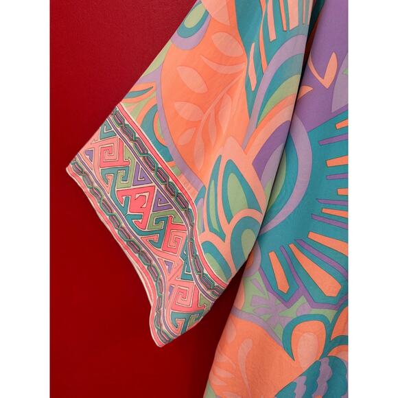 Alice & Trixie 100% Pastel Silk Open Front Kimono Sample Paisley Geo Top Size S - Picture 4 of 15